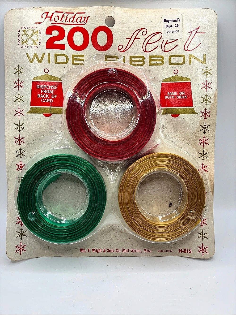 Holiday 200 Feet Wide Ribbon Red Green Ribbon 200 Feet NWT